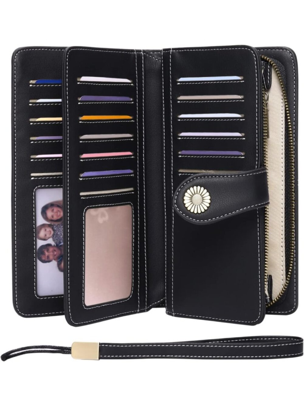 Stylish Trifold Wristlet Wallet for Women - Large Capacity, RFID Blocking